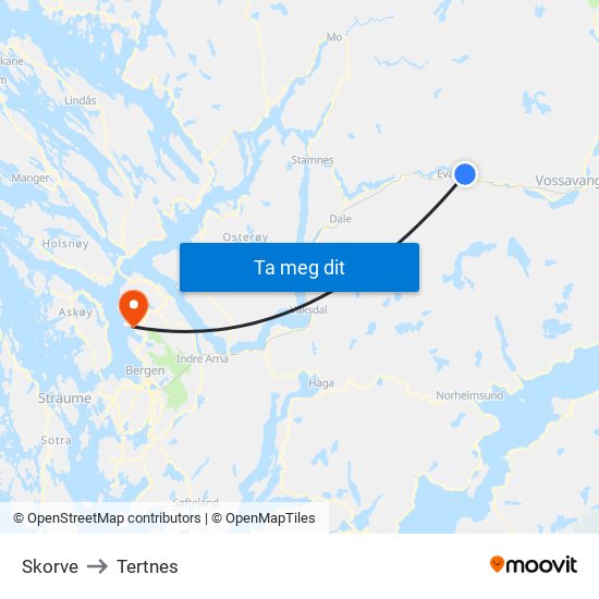 Skorve to Tertnes map