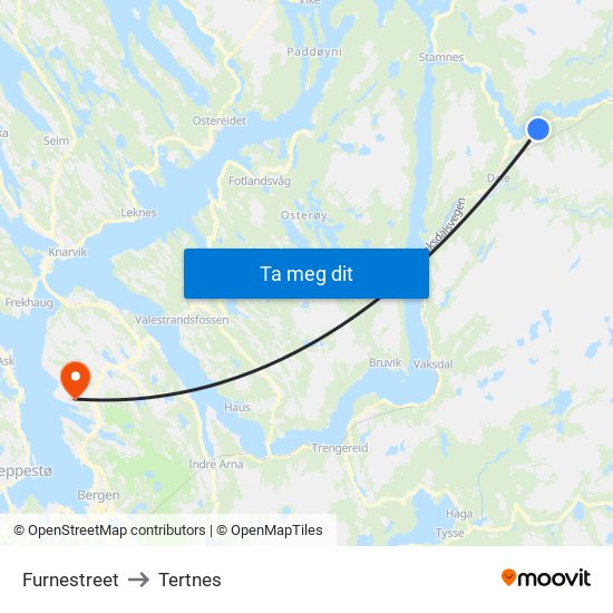 Furnestreet to Tertnes map