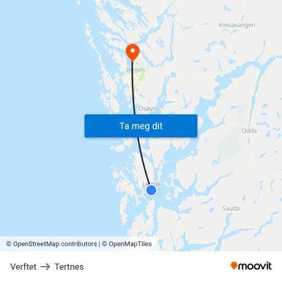 Verftet to Tertnes map