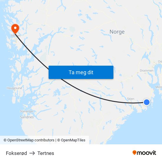 Fokserød to Tertnes map