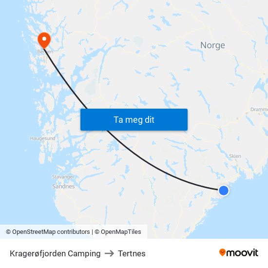 Kragerøfjorden Camping to Tertnes map