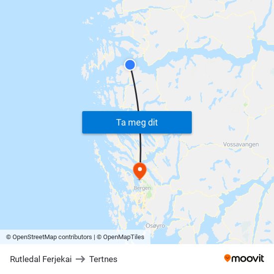 Rutledal Ferjekai to Tertnes map