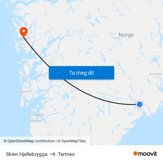 Skien Hjellebrygga to Tertnes map