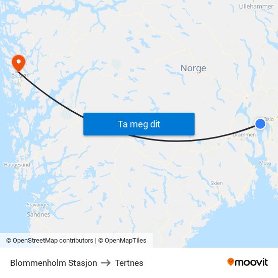 Blommenholm Stasjon to Tertnes map