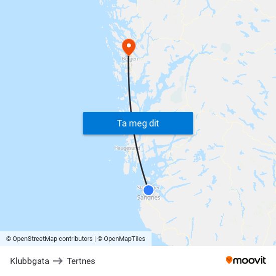Klubbgata to Tertnes map