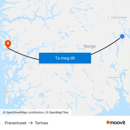 Prøventunet to Tertnes map