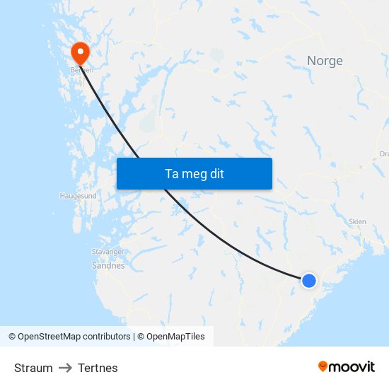 Straum to Tertnes map