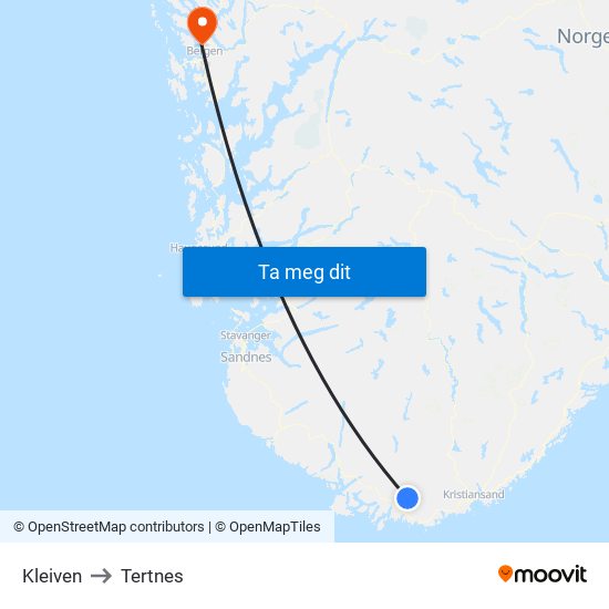 Kleiven to Tertnes map