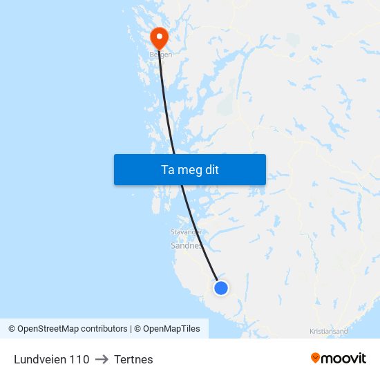 Lundveien 110 to Tertnes map