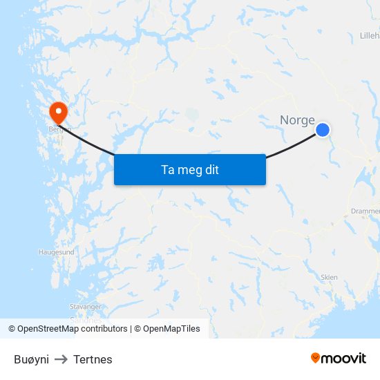 Buøyni to Tertnes map
