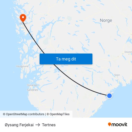 Øysang Ferjekai to Tertnes map