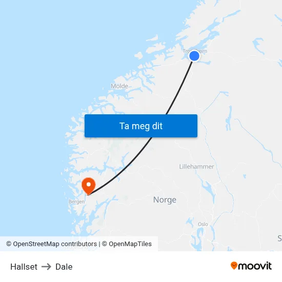 Hallset to Dale map