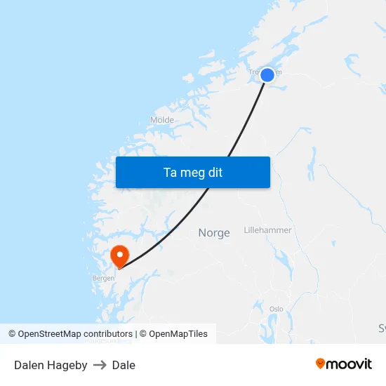 Dalen Hageby to Dale map