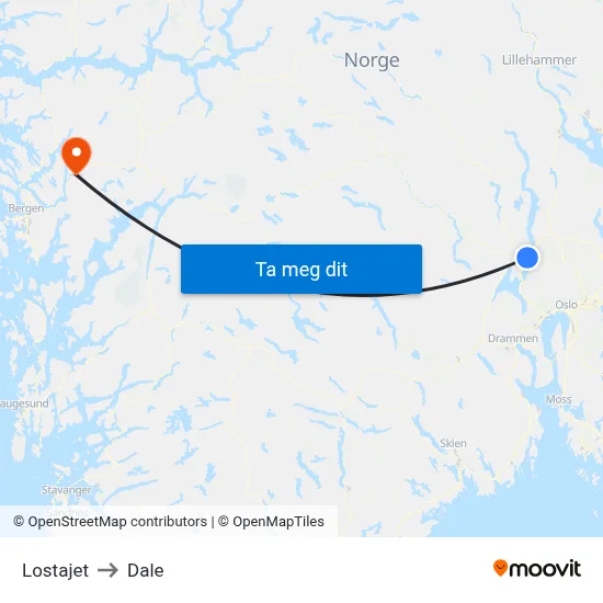 Lostajet to Dale map