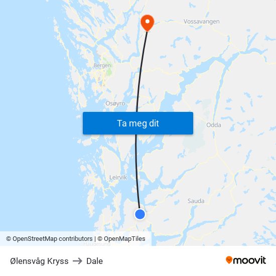 Ølensvåg Kryss to Dale map