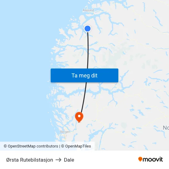 Ørsta Rutebilstasjon to Dale map