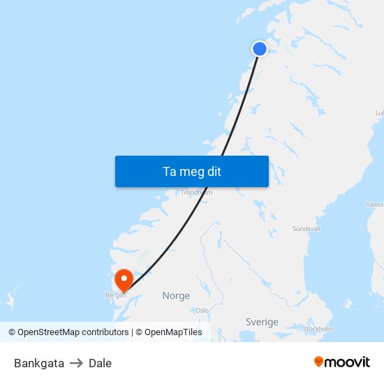 Bankgata to Dale map