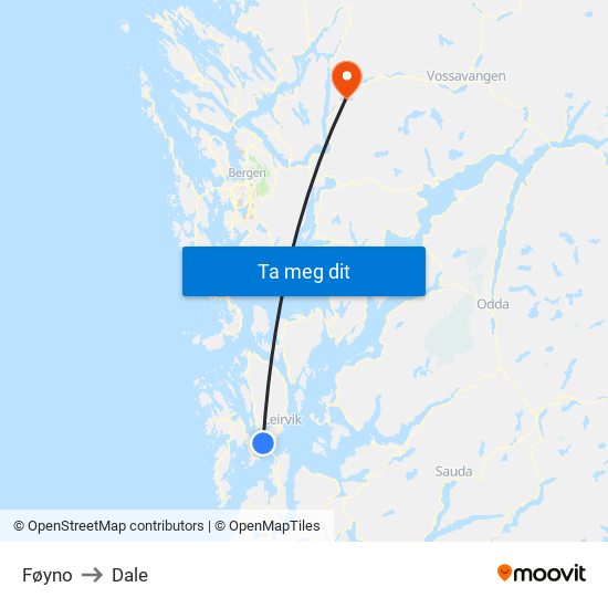 Føyno to Dale map