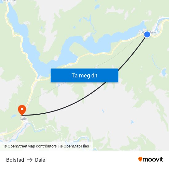 Bolstad to Dale map