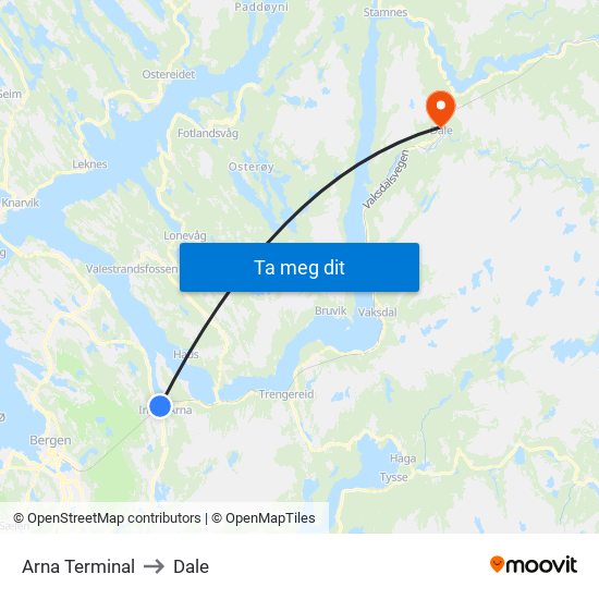 Arna Terminal to Dale map