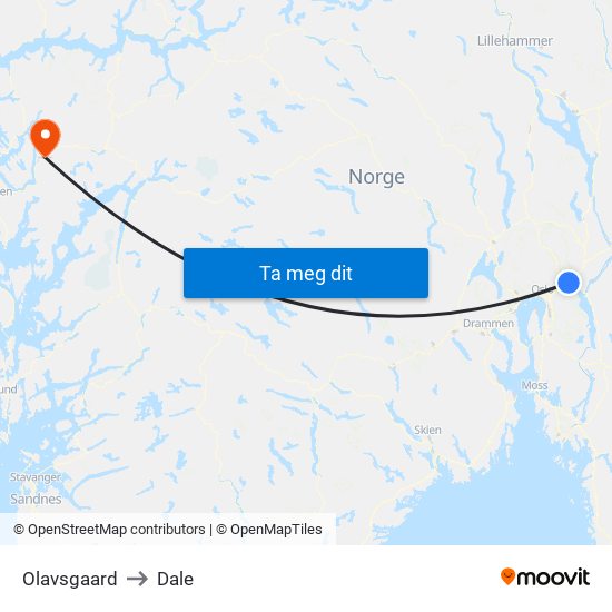 Olavsgaard to Dale map