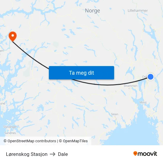 Lørenskog Stasjon to Dale map
