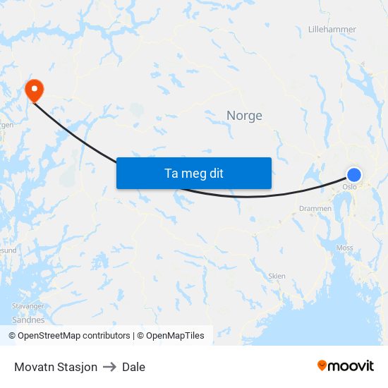 Movatn Stasjon to Dale map
