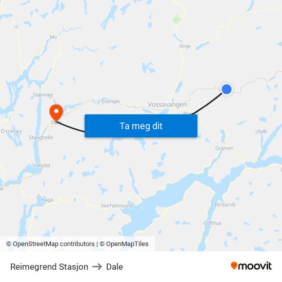 Reimegrend Stasjon to Dale map