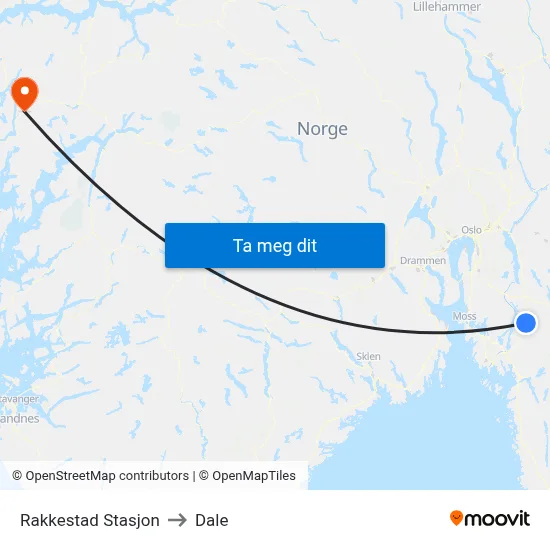 Rakkestad Stasjon to Dale map
