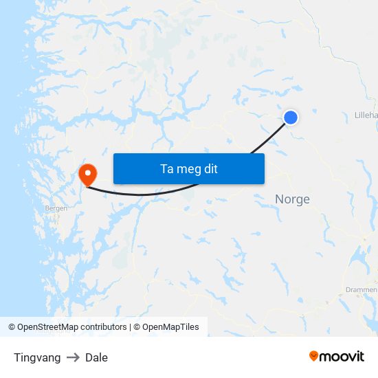 Tingvang to Dale map