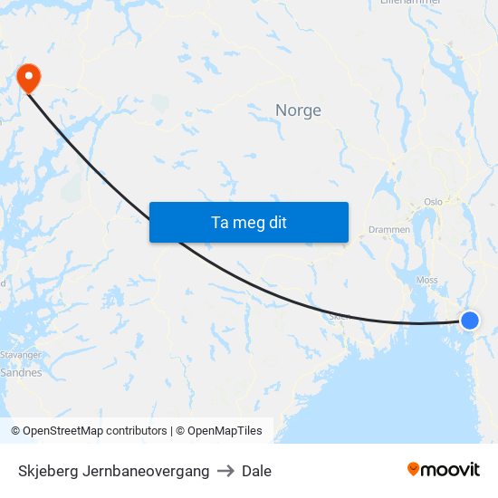 Skjeberg Jernbaneovergang to Dale map