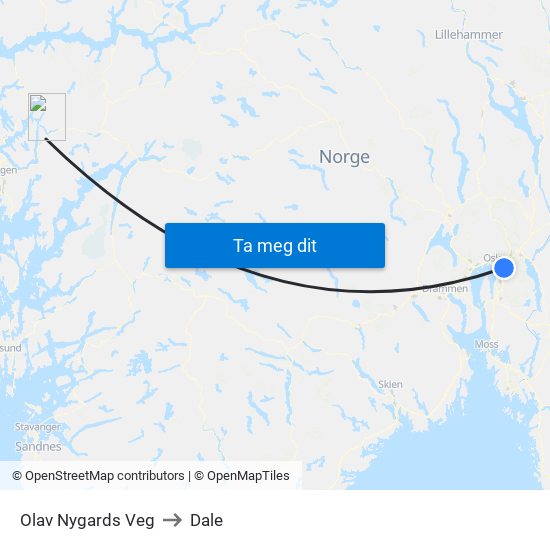 Olav Nygards Veg to Dale map