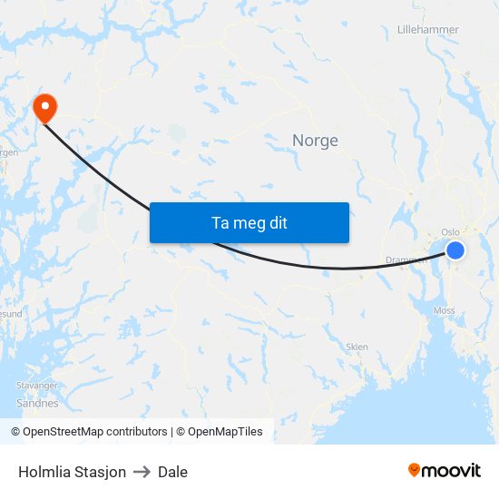 Holmlia Stasjon to Dale map