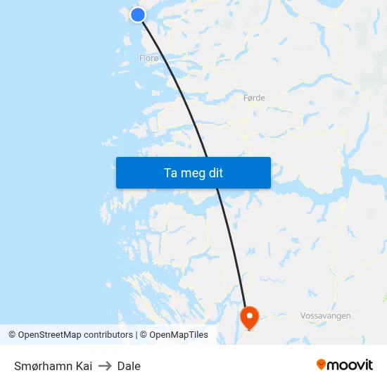 Smørhamn Kai to Dale map