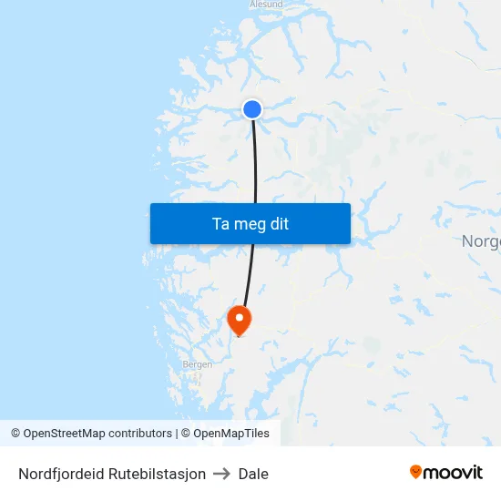 Nordfjordeid Rutebilstasjon to Dale map