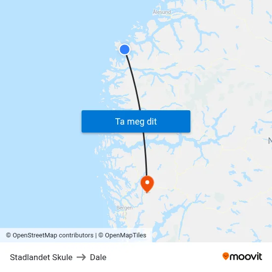 Stadlandet Skule to Dale map