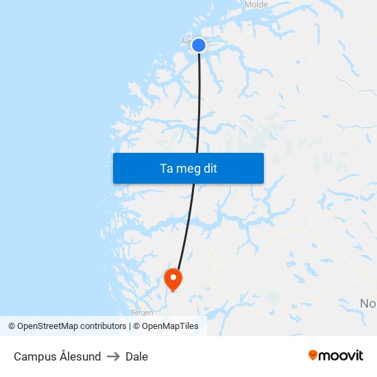 Campus Ålesund to Dale map