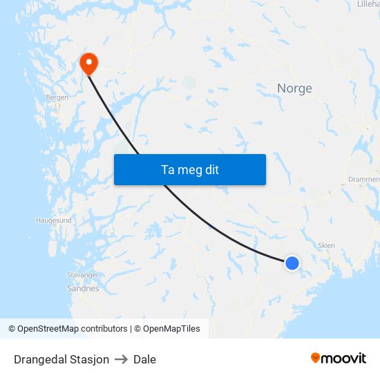 Drangedal Stasjon to Dale map