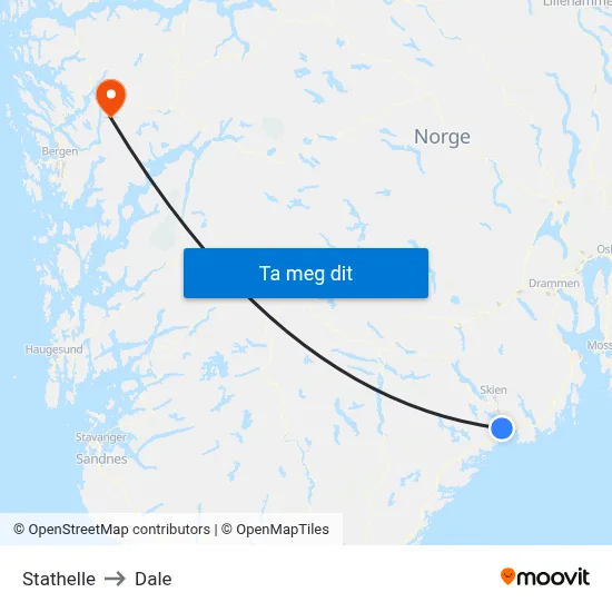 Stathelle to Dale map