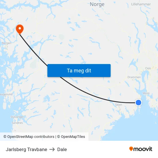 Jarlsberg Travbane to Dale map