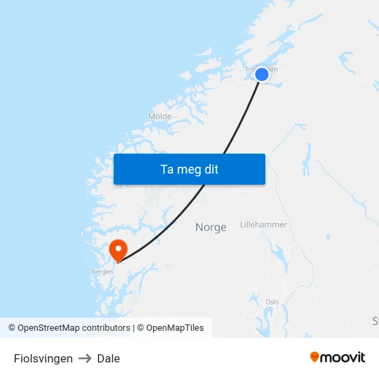 Fiolsvingen to Dale map
