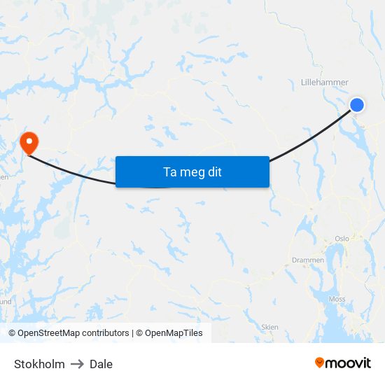 Stokholm to Dale map