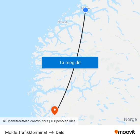 Molde Trafikkterminal to Dale map