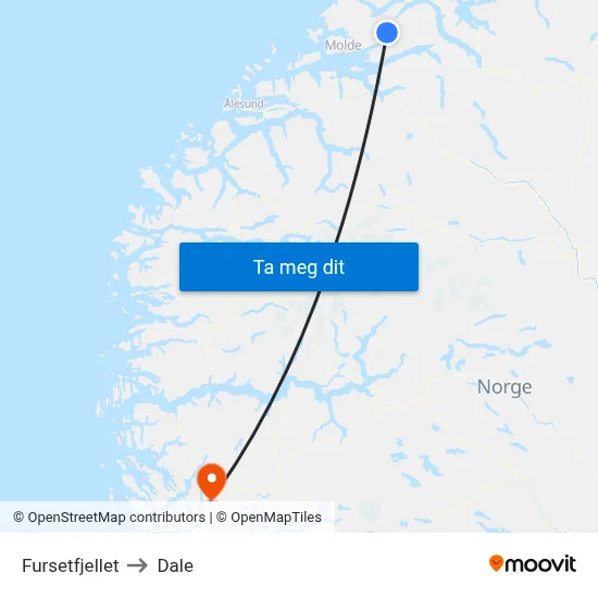 Fursetfjellet to Dale map