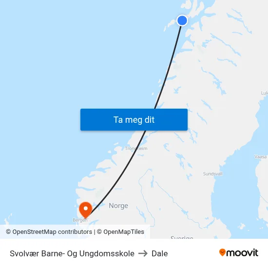 Svolvær Barne- Og Ungdomsskole to Dale map