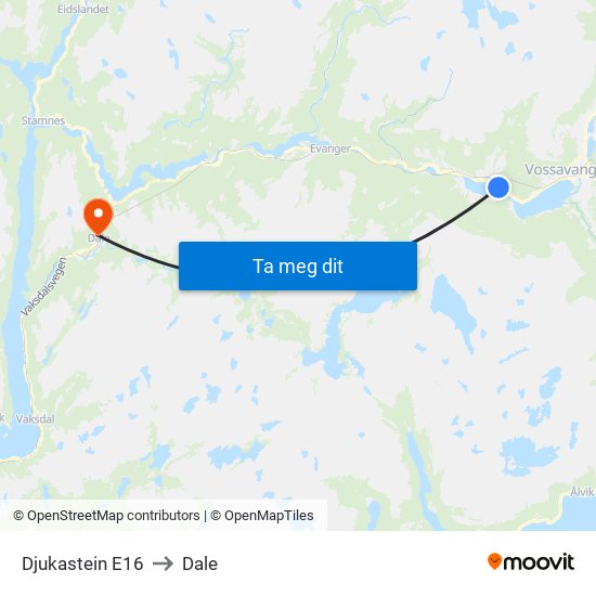 Djukastein E16 to Dale map