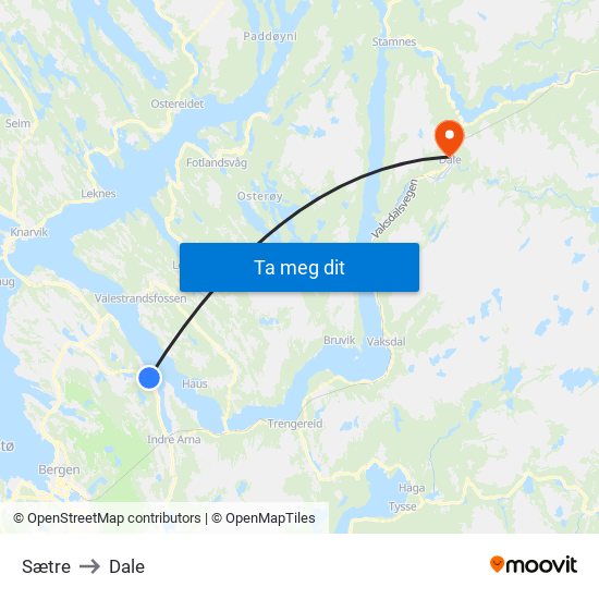 Sætre to Dale map