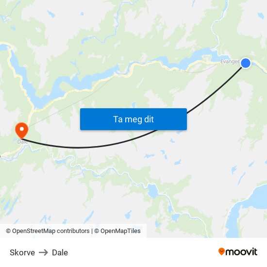 Skorve to Dale map