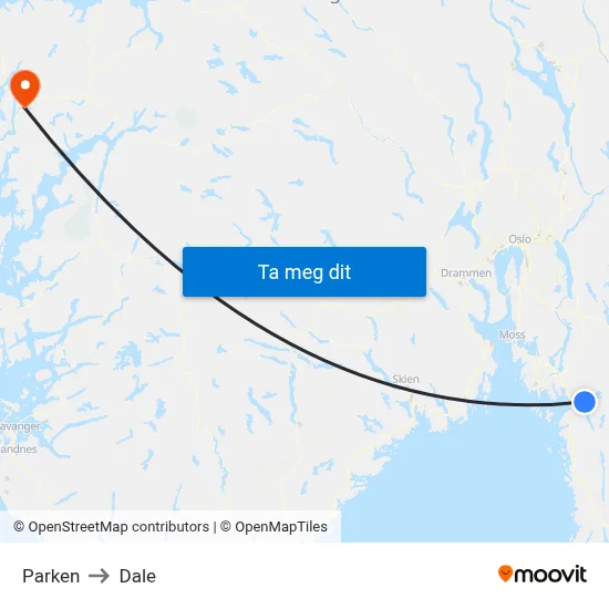 Parken to Dale map