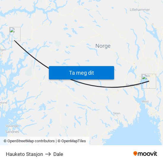 Hauketo Stasjon to Dale map